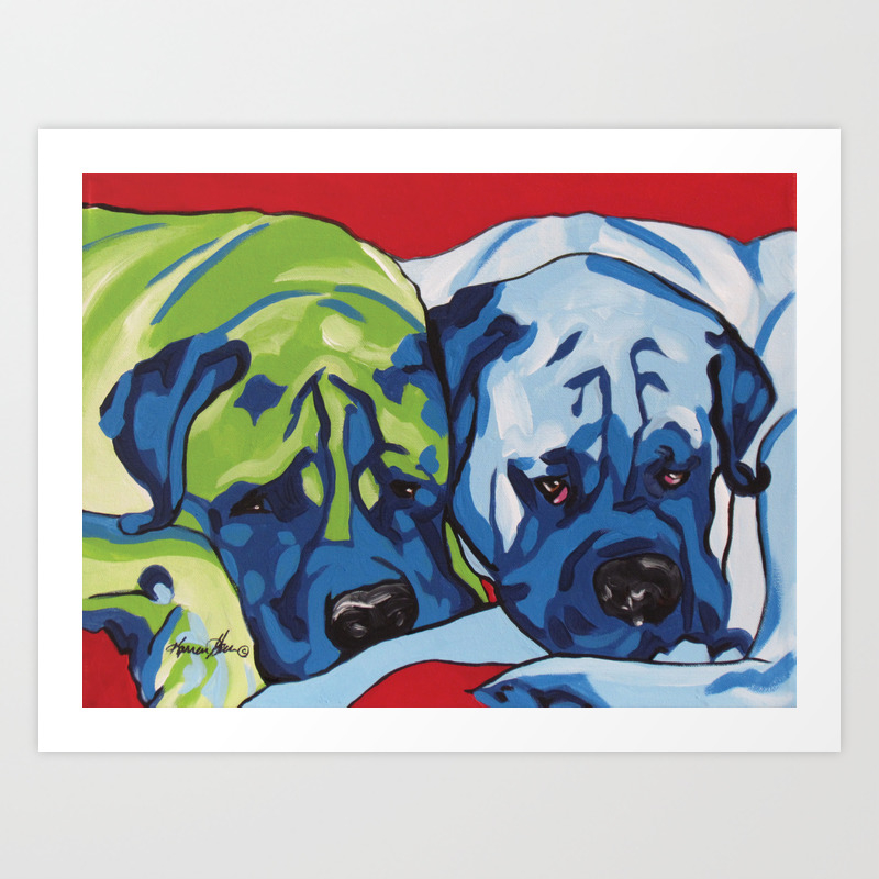 Mastiffs Pop Art Dog Portrait Painting Art Print By