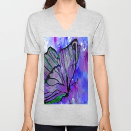 Butterfly Purple and Blue  V Neck T Shirt