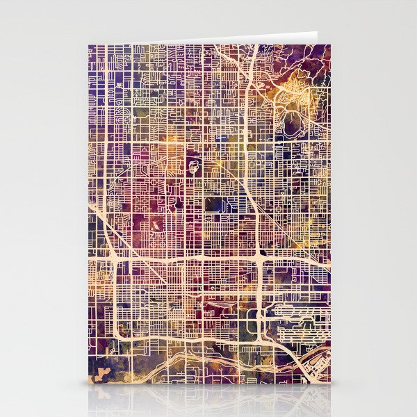 Phoenix Arizona City Map Stationery Cards