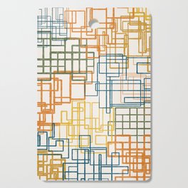 Mid-Century Modern Geometric Watercolor Abstraction in Moroccan Orange Ochre Olive Teal Cream Cutting Board