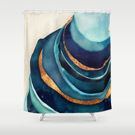 Abstract Blue with Gold Shower Curtain