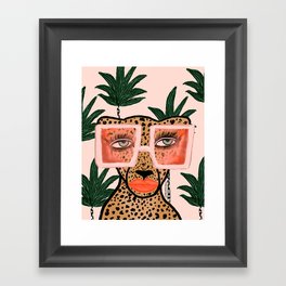 Tropical Glam Cat Framed Art Print
