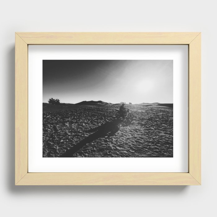 Motor Rider in the Saharan Dessert of Marocco Recessed Framed Print