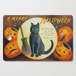 Merry Halloween Black Cat Cutting Board