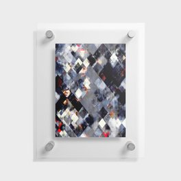 geometric pixel square pattern abstract background in blue red black and white Floating Acrylic Print