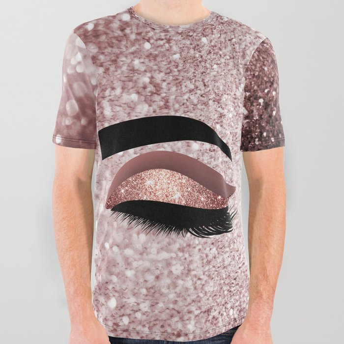Rose gold Lashes Eye All Over Graphic Tee