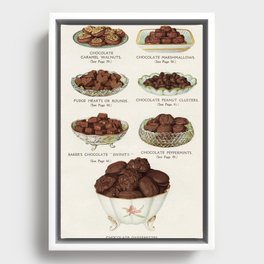 Vintage Old Chocolate Shop Recipes Cook Book Page Framed Canvas