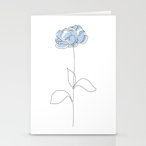 Blue Peony / single line flower contour drawing  Stationery Cards