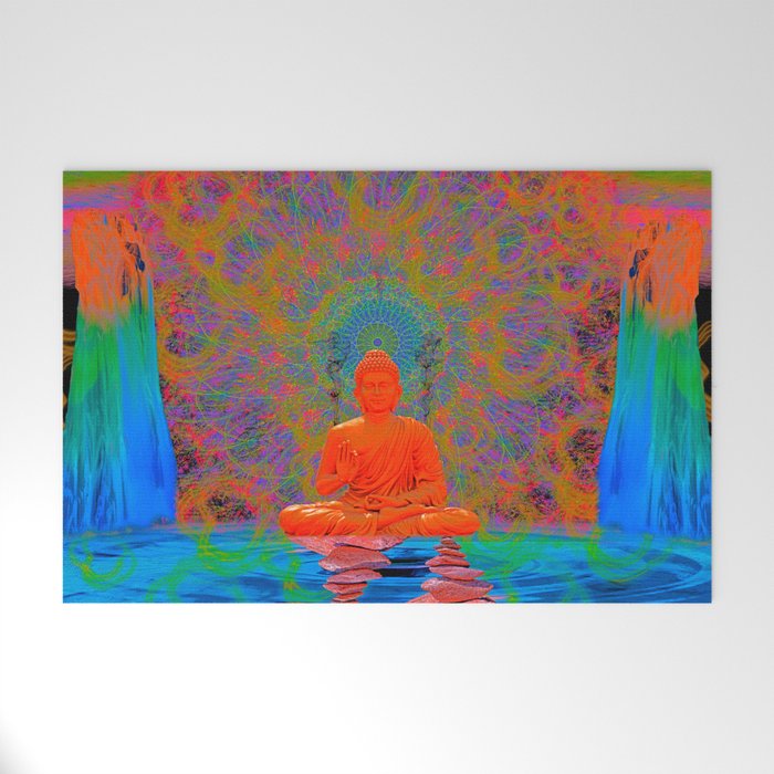 Cool Water Zen Ultraviolet Psychedelic Meditation Welcome Mat