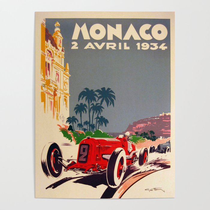 1934 Monaco Grand Prix Poster