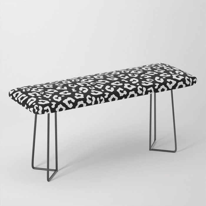 Black and White Leopard Print Bench
