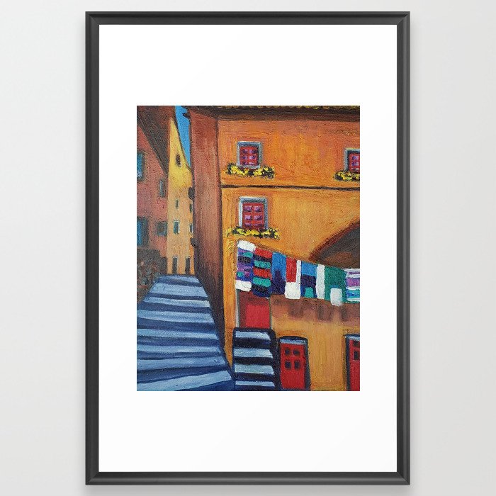Laundry Day in Portugal Acrylic Framed Art Print