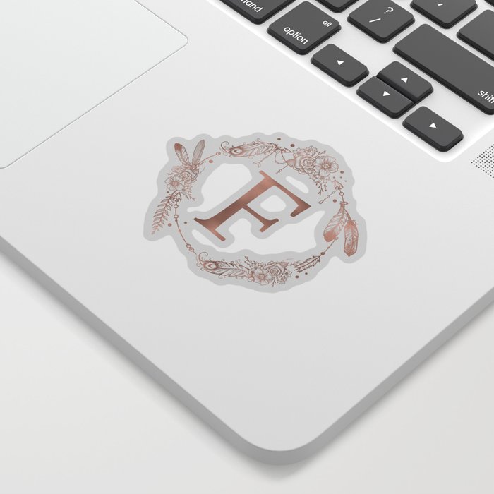 Letter F Rose Gold Pink Initial Monogram Sticker by Nature Magick
