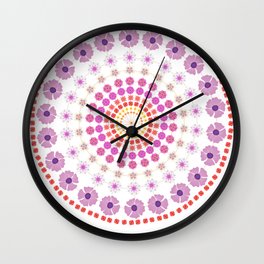 simple flowers mandala art Wall Clock