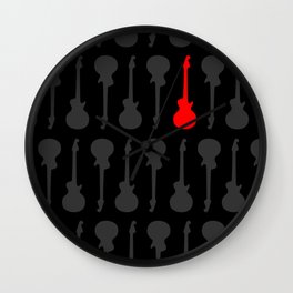 Black, Grey and Red Guitars Wall Clock