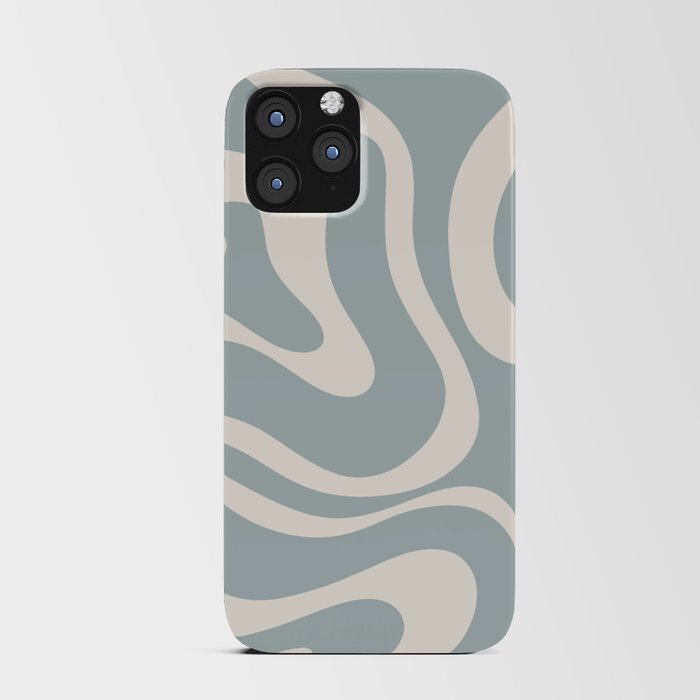 Modern Liquid Swirl Abstract Pattern in Light Blue-Grey and Cream  iPhone Card Case