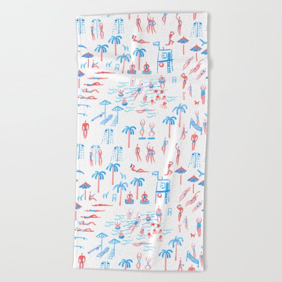 beach club pattern Beach Towel