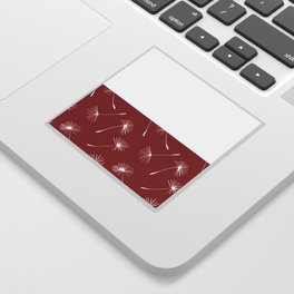 White Dandelion Lace Horizontal Split on Dark Red Sticker