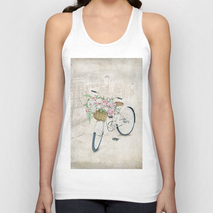 Vintage bicycles with roses basket Tank Top