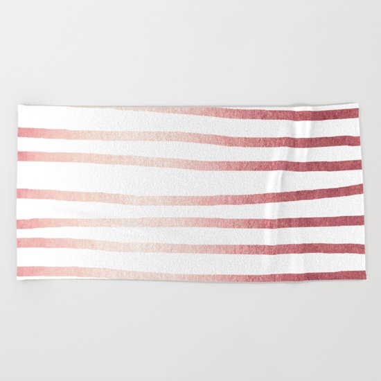Simply Drawn Stripes Rose Gold Twilight Beach Towel