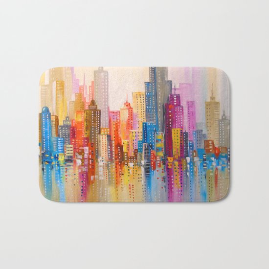 Rainbow city Bath Mat