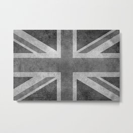 Union Jack B&W 3:5 Metal Print | Style, Faded, Grungy, Unionjack, Greatbritainflag, Unionjackflag, Painting, Textured, Englandflag, Black and White 
