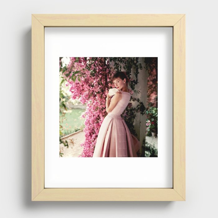 Audrey Hepburn Flowers Recessed Framed Print