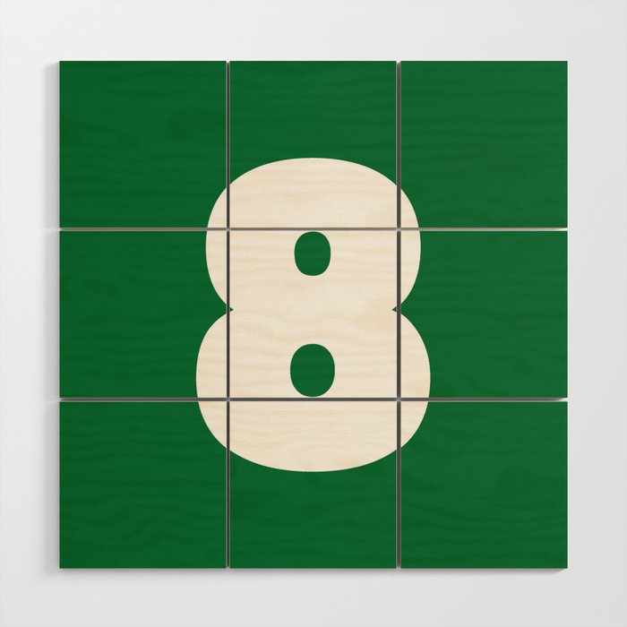 8 (White & Olive Number) Wood Wall Art