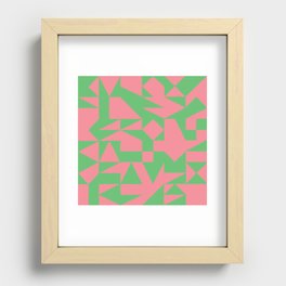 English Square (Pink & Green) Recessed Framed Print