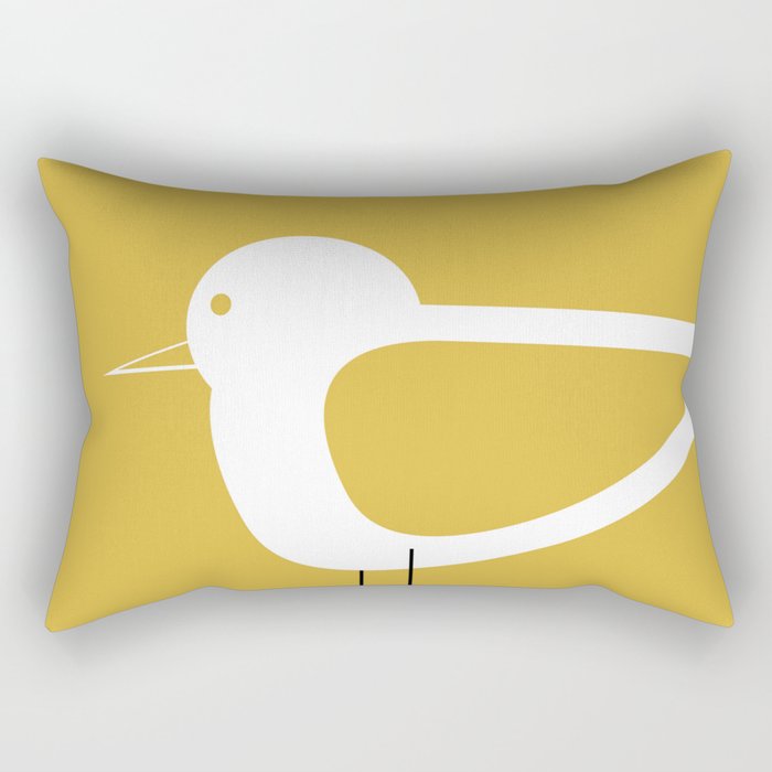 Shorebird Pair in Mustard and White - Minimalist Scandinavian Birds Rectangular Pillow