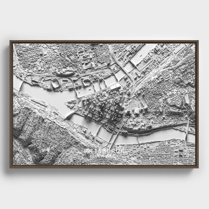 Pittsburgh 3D Map Framed Canvas