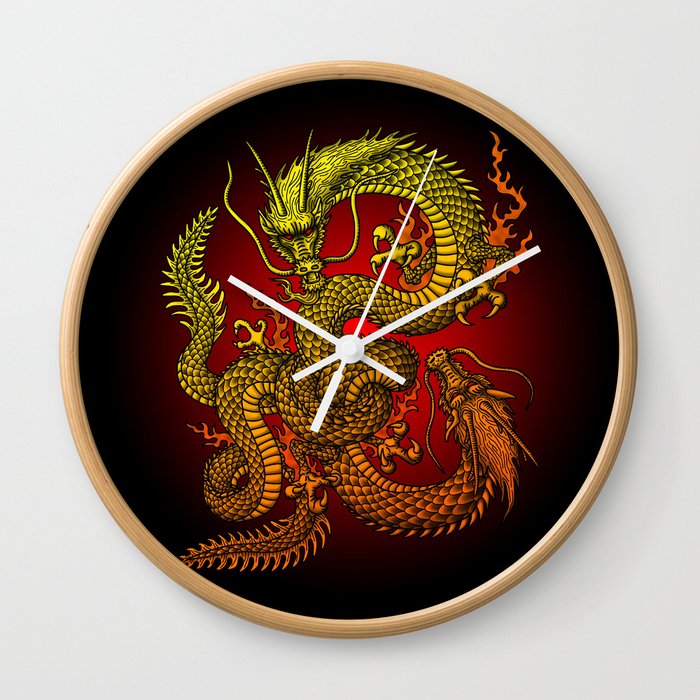 Twin dragons Wall Clock