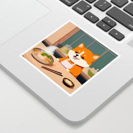 Shiba Inu and a Bowl of Ramen Sticker