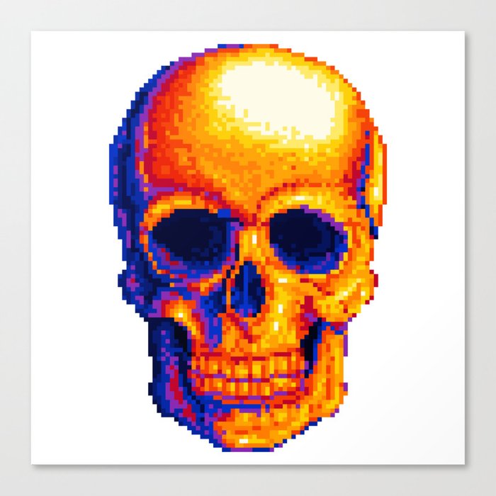 Neon Skull Pixel Art Leinwanddruck Von Octavian Codrea Society6