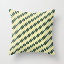 [ Thumbnail: Pale Goldenrod & Dark Slate Gray Colored Lined Pattern Throw Pillow ]
