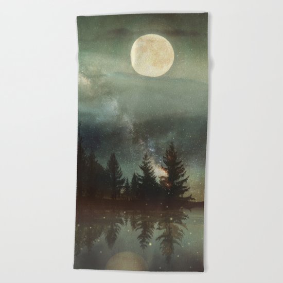 Midnight Fireflies Beach Towel