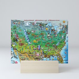 United States of America Fun Map Mini Art Print