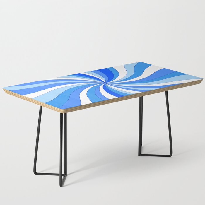 Blue Vibe Sunburst Retro 70s Abstract Coffee Table