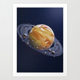 Saturn in Low Poly Style Art Print