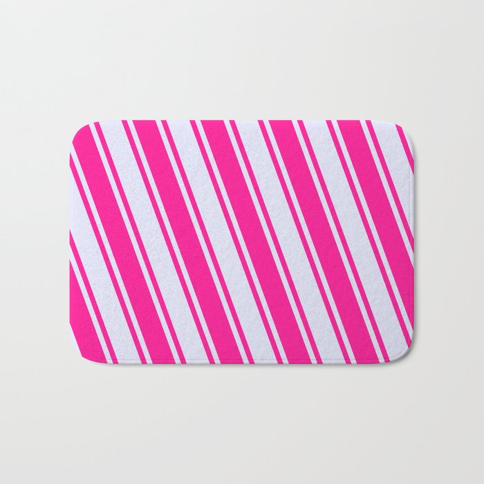 Lavender & Deep Pink Colored Stripes Pattern Bath Mat