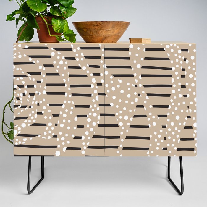 Spots and Stripes 2 - Taupe, Black and White  Credenza