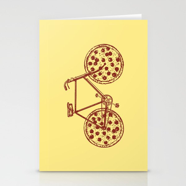 Bicycle with Pepperoni Pizza Tires Stationery Cards