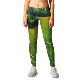 Cold-blooded Leggings | Animal, Impressionism, Girl, Fantasy, Mystical, Green, Reptile, Surrealism, Abstract, Illustration 