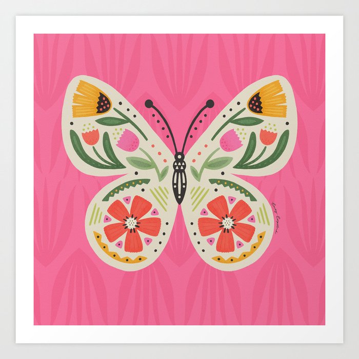 Folk Art Butterfly Art Print