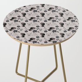 Whimsical Black Floral Pattern Side Table