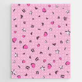 Eighties All Pop Musical Notes Hearts and Stars Jigsaw Puzzle