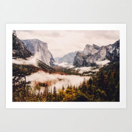 Amazing Yosemite California Forest Waterfall Canyon Art Print