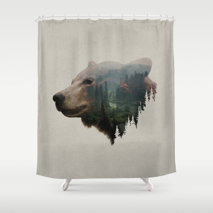 The Pacific Northwest Black Bear Shower Curtain By Daviesbabies