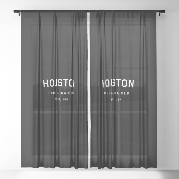 Houston Tx Usa Black Arc Sheer Curtain By Bornandraisedstudio