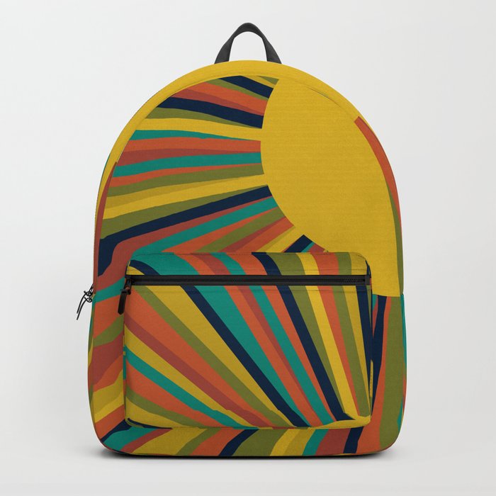 Colourful Multicolor Retro Sunburst Sun in Mid Mod Colors 3 Backpack